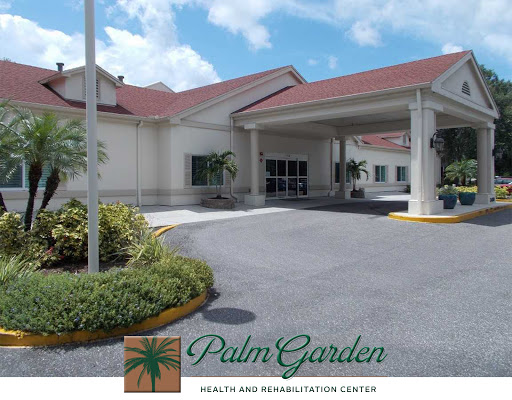 Front view of Palm Garden, a healthcare and rehabilitation center.