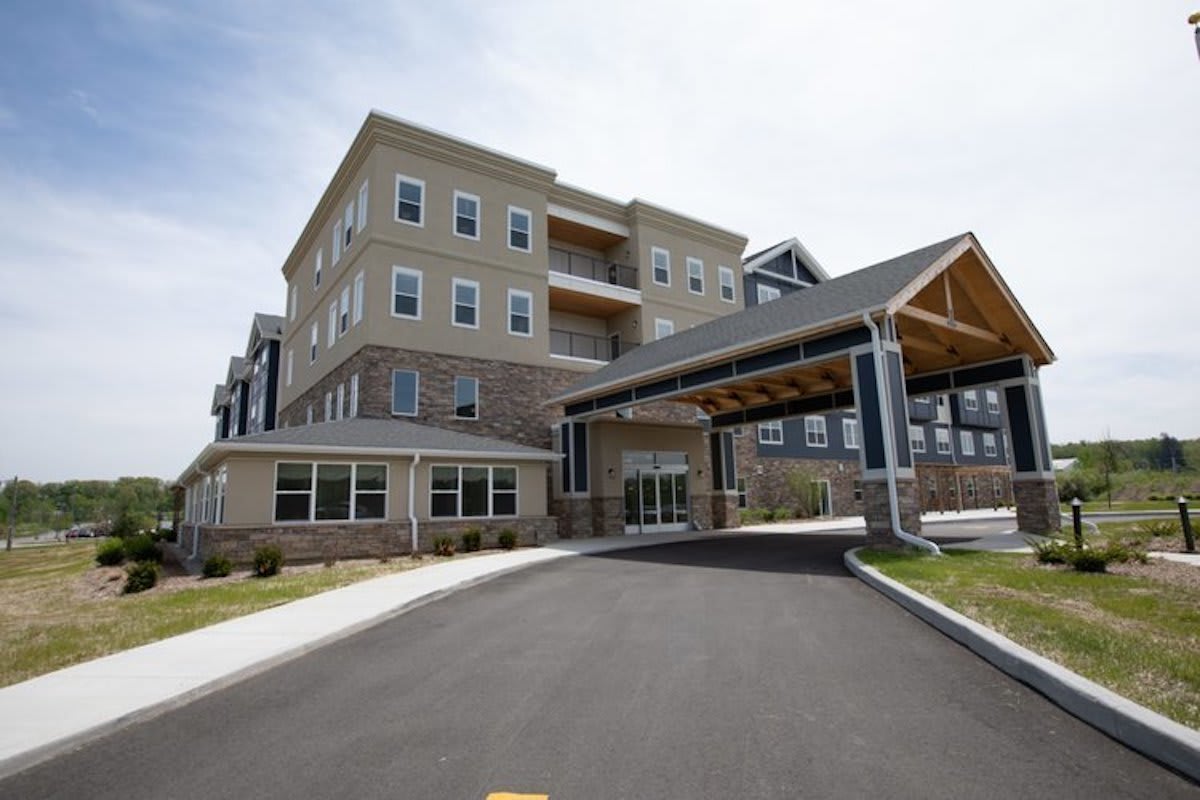 A modern residential building with a welcoming entrance.